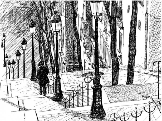 Kuvatapetti Artgeist stairs - Montmartre, eri kokoja