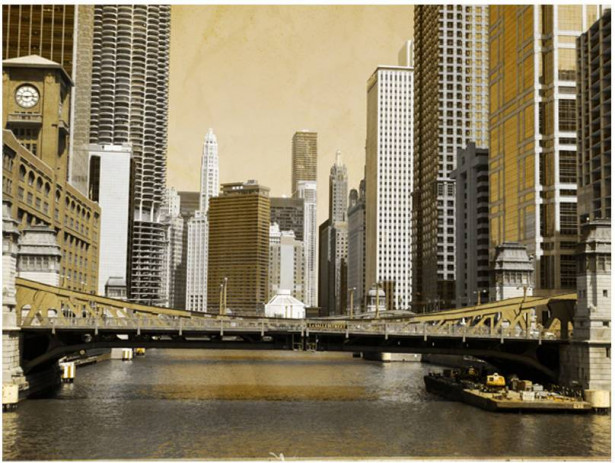 Kuvatapetti Artgeist Chicagon silta - vintage, eri kokoja
