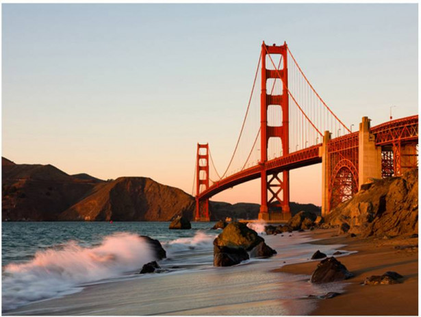 Kuvatapetti Artgeist Golden Gate Bridge - sunset, eri kokoja