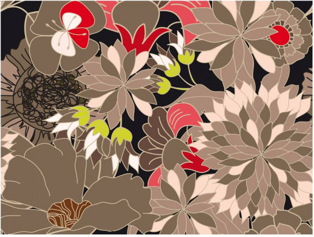 Kuvatapetti Artgeist floral design - gray, eri kokoja