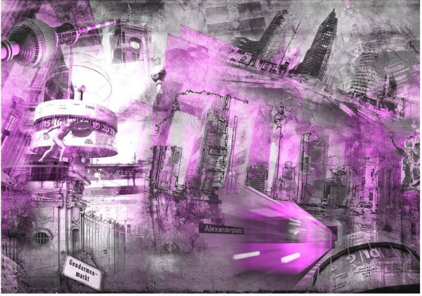 Kuvatapetti Artgeist Berlin - Violet Collage, eri kokoja