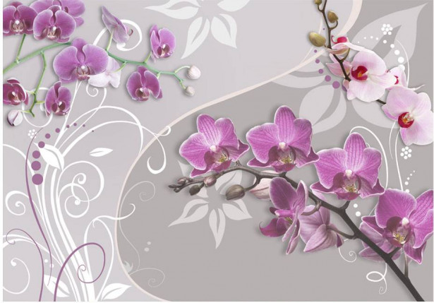 Kuvatapetti Artgeist Flight of purple orchids, eri kokoja
