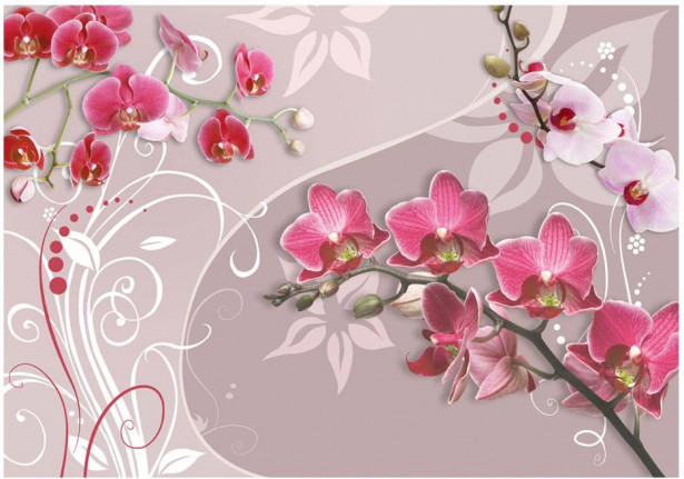 Kuvatapetti Artgeist Flight of pink orchids, eri kokoja