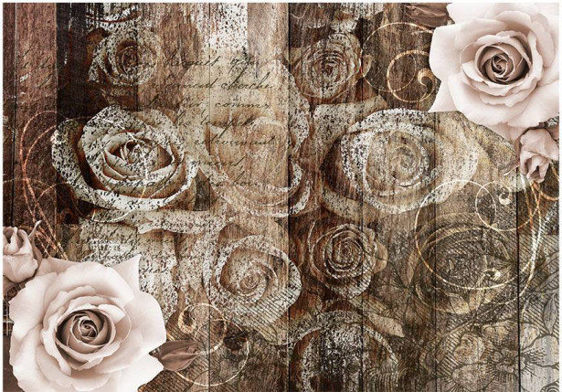 Kuvatapetti Artgeist Old Wood & Roses, eri kokoja