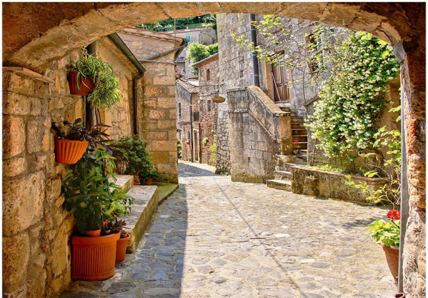 Kuvatapetti Artgeist Provincial alley in Tuscany, eri kokoja