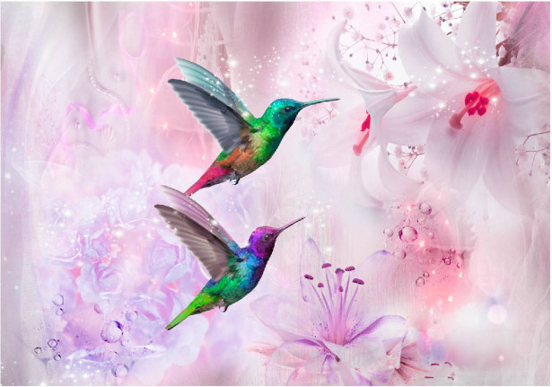 Kuvatapetti Artgeist Colourful Hummingbirds Purple, eri kokoja
