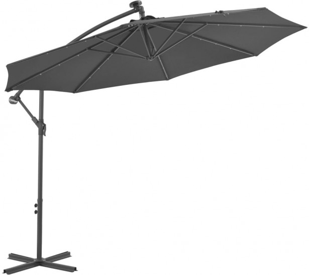 Aurinkovarjo led-valoilla & teräspylväällä 300cm antrasiitti_1