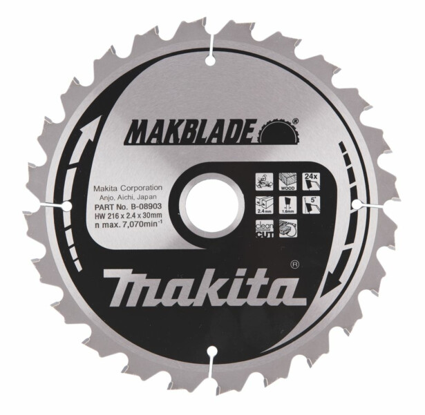 Pyörösahanterä Makita Makblade B-08903, 216x30x2.4mm, 24T