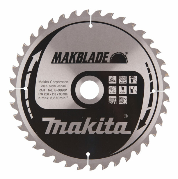 Pyörösahanterä Makita Makblade B-08981, 260x30x2.3mm, 48T