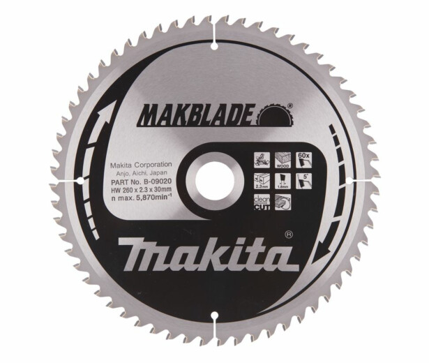 Pyörösahanterä Makita Makblade B-09020, 260x30x2.3mm, 60T