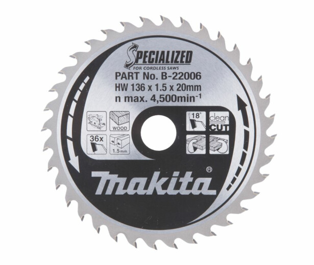 Pyörösahanterä Makita Specialized B-21006, 136x20x1.5mm, 36T