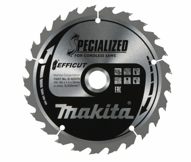 Pyörösahanterä Makita Efficut Specialized B-62979, 165x20x1.4mm, 25T