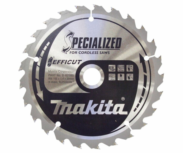 Pyörösahanterä Makita Efficut Specialized B-62985-2, 165x20x1.4mm, 25T, 2kpl