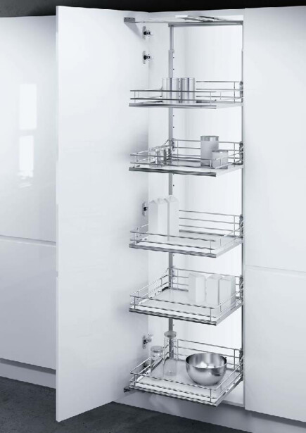 Ulosvedettävä hyllykkö Beslag Design Tal Gate, 400x1900-2140mm, valkoinen