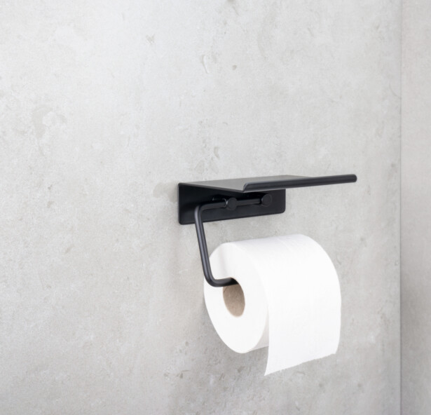 WC-paperiteline hyllyllä Beslag Design Base, musta