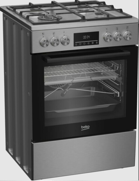 Kaasuliesi sähköuunilla Beko FBMA61330GXDT, 60cm, ruostumaton teräs