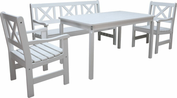 Ruokailuryhmä Baltic Garden Europe 2 tuolia + sohva + pöytä + pehmusteet valkoinen