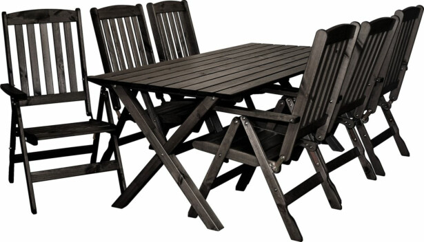 Ruokailuryhmä Baltic Garden Scottsdale 190cm pöytä + 6 tuolia musta