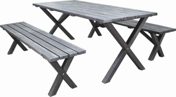 Ruokailuryhmä Baltic Garden Scottsdale 190cm pöytä + 2 penkkiä harmaa