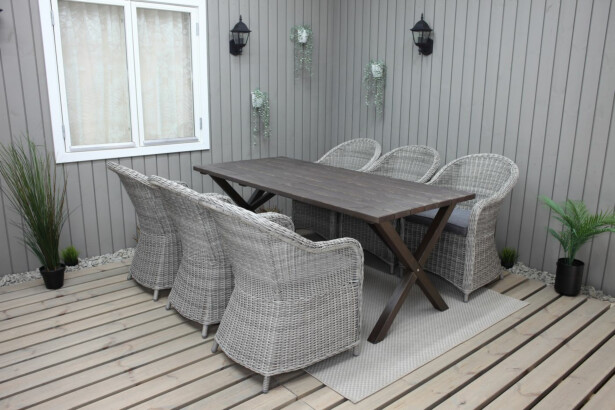Ruokailuryhmä Baltic Garden, 190x86cm Scottsdale-pöytä + 6 Daisy-tuolia