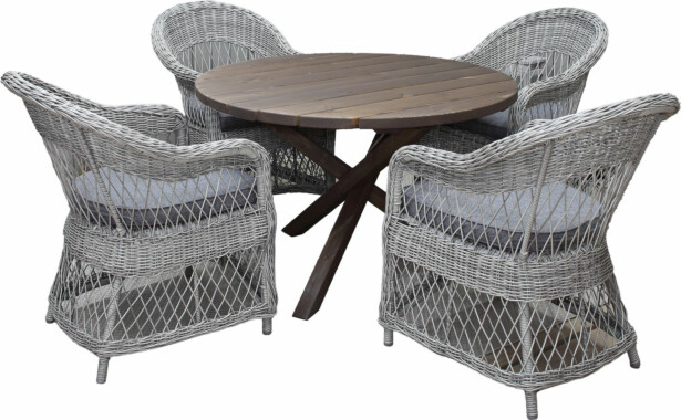 Ruokailuryhmä Baltic Garden, Ø112cm Scottsdale-pöytä + 4 Rosie-tuolia