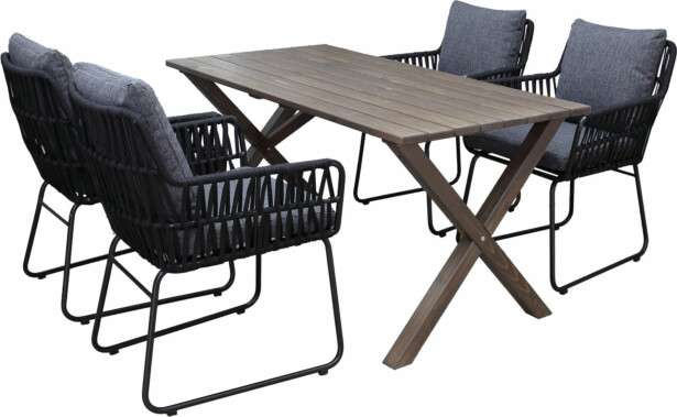 Ruokailuryhmä Baltic Garden, 150x77cm Scottsdale-pöytä + 4 Maggie-tuolia