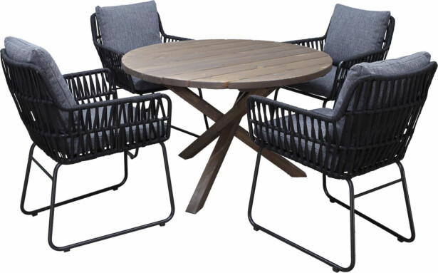 Ruokailuryhmä Baltic Garden, Ø112cm Scottsdale-pöytä + 4 Maggie-tuolia
