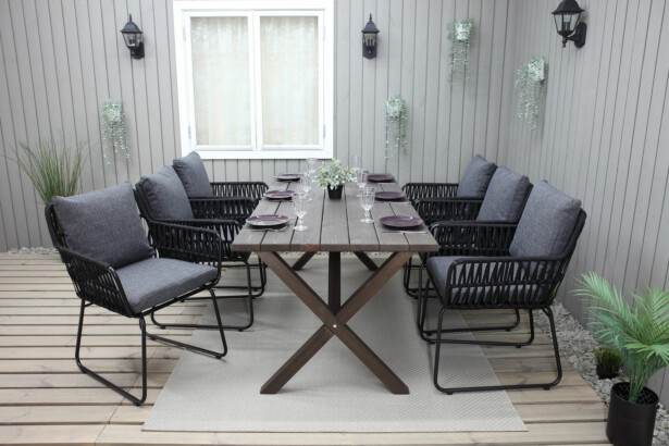 Ruokailuryhmä Baltic Garden, 190x86cm Scottsdale-pöytä + 6 Maggie-tuolia