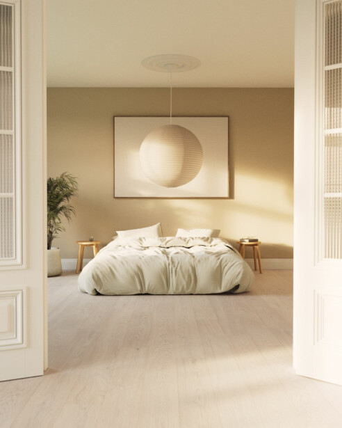 Kovetettu puulattia Bjelin Tammi Dalby 3.0 Powder White, mattalakattu, eri kokoja