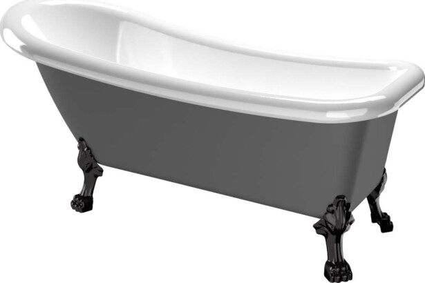 Kylpyamme Bathlife Ideal, 1530x760 mm, harmaa/musta