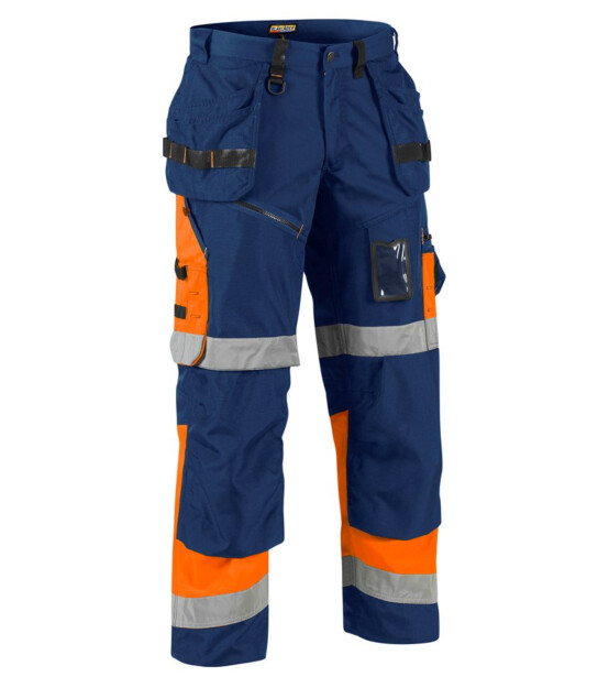 Riipputaskuhousut Blåkläder 1508 Highvis, sininen/oranssi