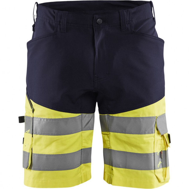 Huomioshortsit Blåkläder 1541 Highvis Stretch, mariininsininen/huomiokeltainen