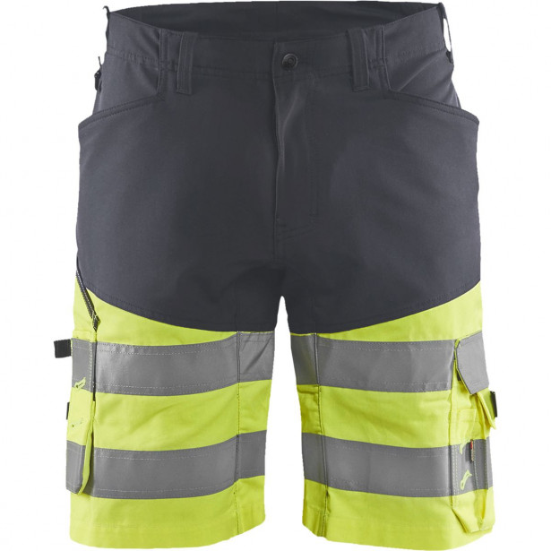 Huomioshortsit Blåkläder 1541 Highvis Stretch, harmaa/huomiokeltainen