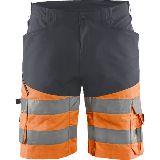 Huomioshortsit Blåkläder 1541 Highvis Stretch, huomio-oranssi/harmaa