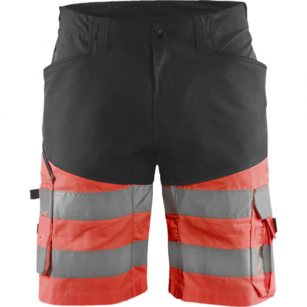 Huomioshortsit Blåkläder 1541 Highvis Stretch, musta/huomiopunainen