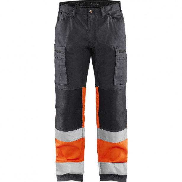 Huomiohousut Blåkläder 1551 Highvis Stretch, huomio-oranssi/harmaa