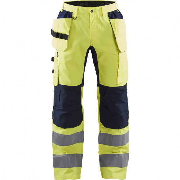 Riipputaskuhousut Blåkläder 1552 Highvis Stretch, huomiokeltainen/sininen