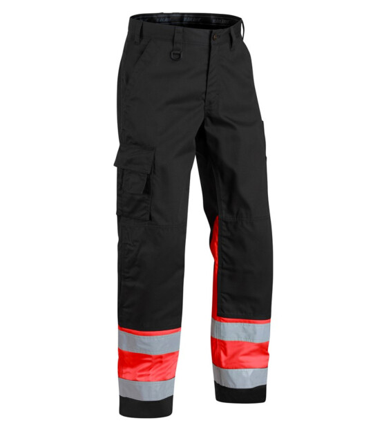 Huomiohousut Blåkläder 1564 Highvis, musta/punainen