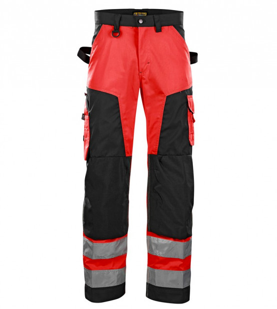 Huomiohousut Blåkläder 1566 Highvis, punainen/musta