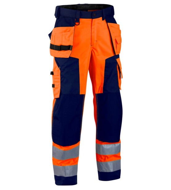 Softshell-riipputaskuhousut Blåkläder 1567 Highvis, oranssi/sininen