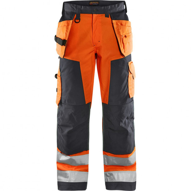 Riipputaskuhousut Blåkläder 1568 Highvis, huomio-oranssi/harmaa