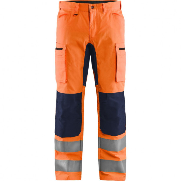 Huomiohousut Blåkläder 1585 Highvis Stretch, huomio-oranssi/sininen