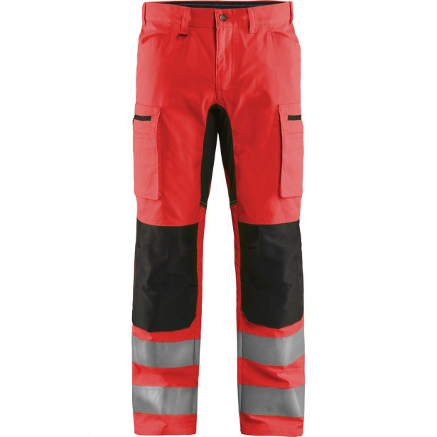 Huomiohousut Blåkläder 1585 Highvis Stretch, huomiopunainen/musta