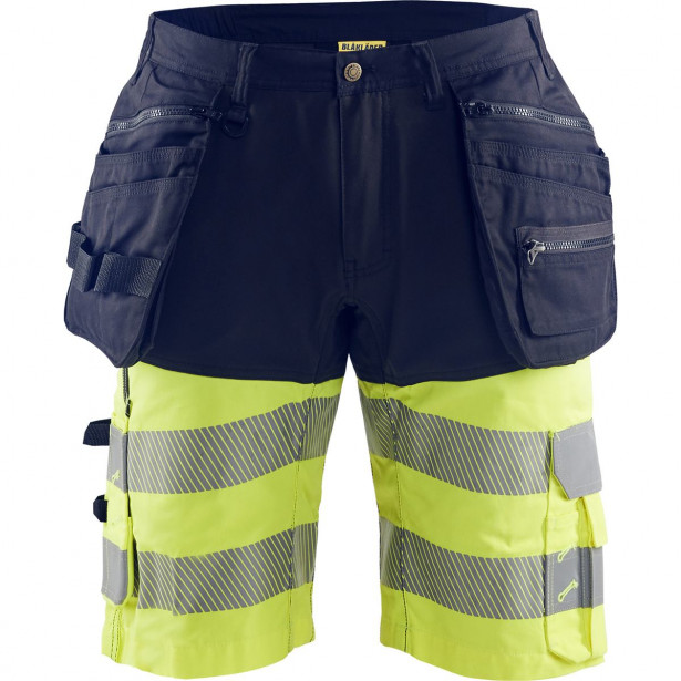 Riipputaskushortsit Blåkläder 1596 Highvis Stretch, mariininsininen/huomiokeltainen