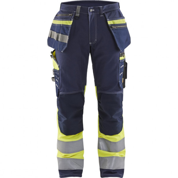 Riipputaskuhousut Blåkläder 1794 Highvis, mariininsininen/huomiokeltainen