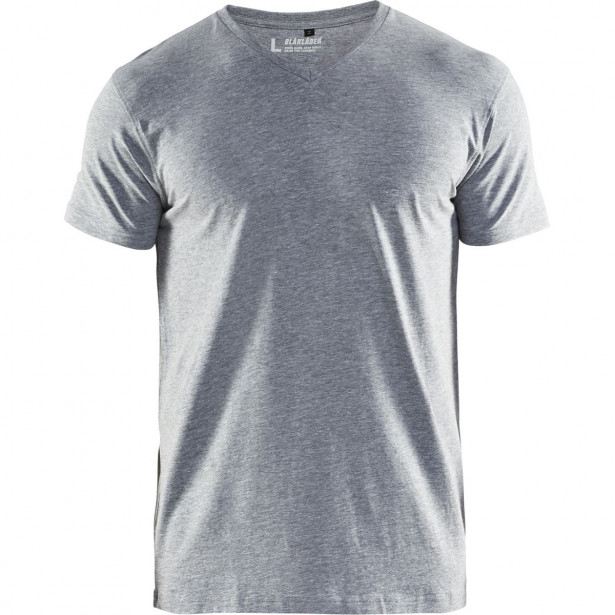 T-paita Blåkläder 3360, V-kauluksella, harmaameleerattu
