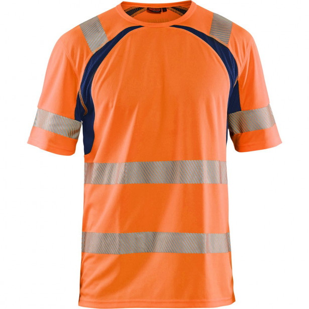 T-paita Blåkläder 3397 Highvis, huomio-oranssi/sininen