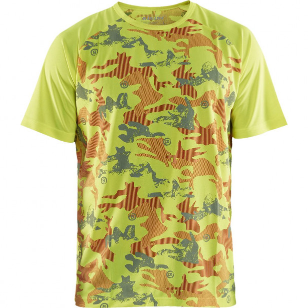 T-paita Blåkläder 3425 Functional Camo, keltainen/harmaa
