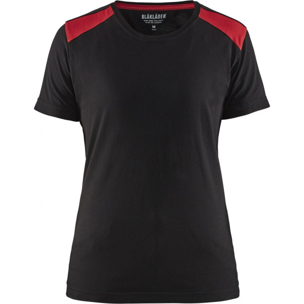 Naisten t-paita Blåkläder 3479, musta/punainen