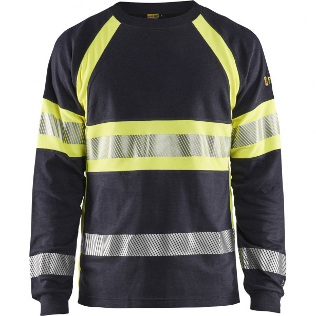 Palosuojattu pitkähihainen t-paita Blåkläder 3484, mariininsininen/huomiokeltainen
